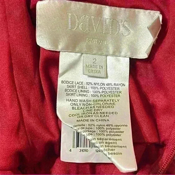 Davids Bridal BridesmaidDress/formal Gown Size 2 Red,Back Zipper Elegant - Picture 9 of 9
